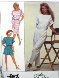 9111 JUMPSUIT 2 LENGTHS, DRESS 1989 PATTERN PTE,MD,LG